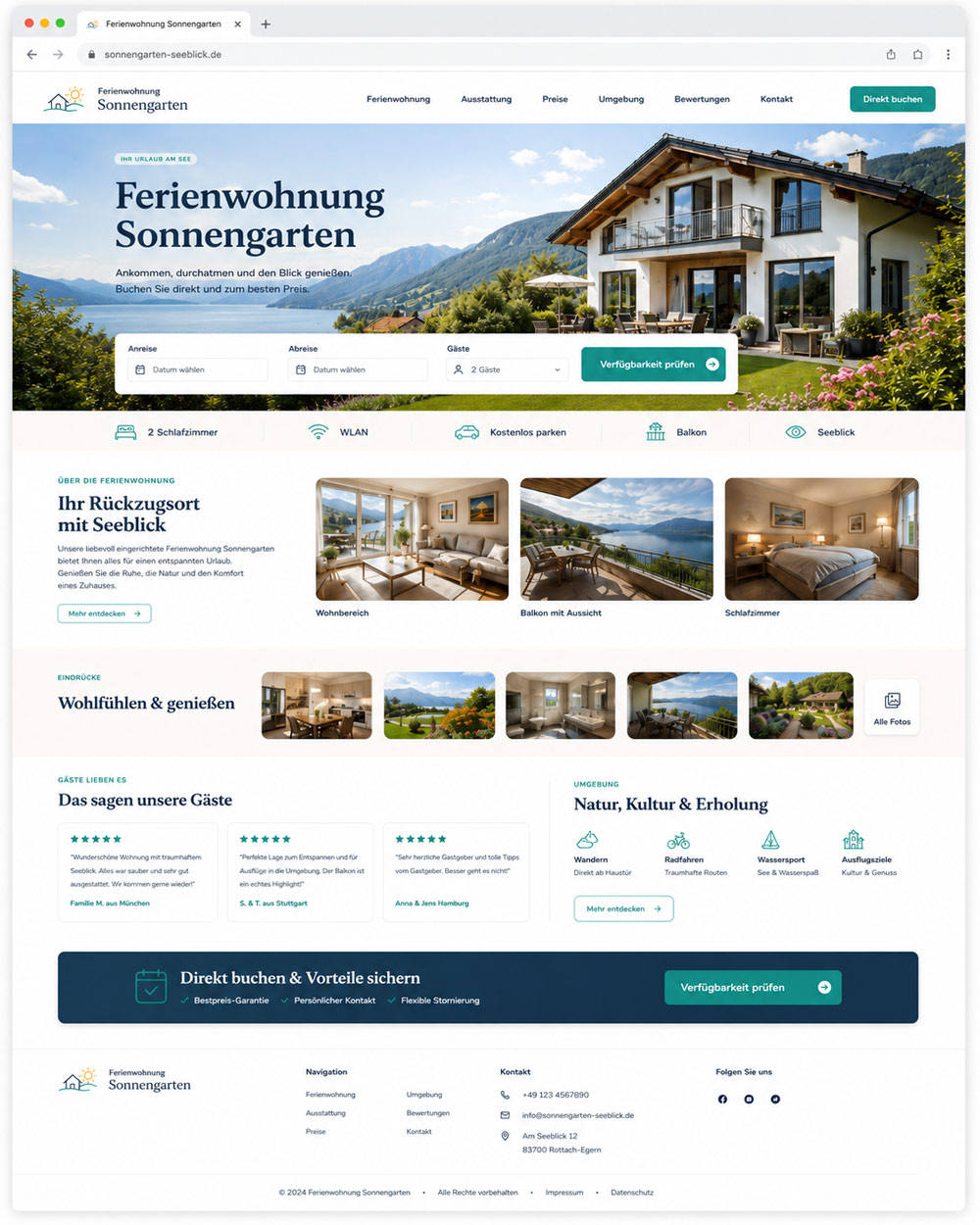 Demo-Projekt: Buchungswebseite der Ferienwohnung Sonnengarten